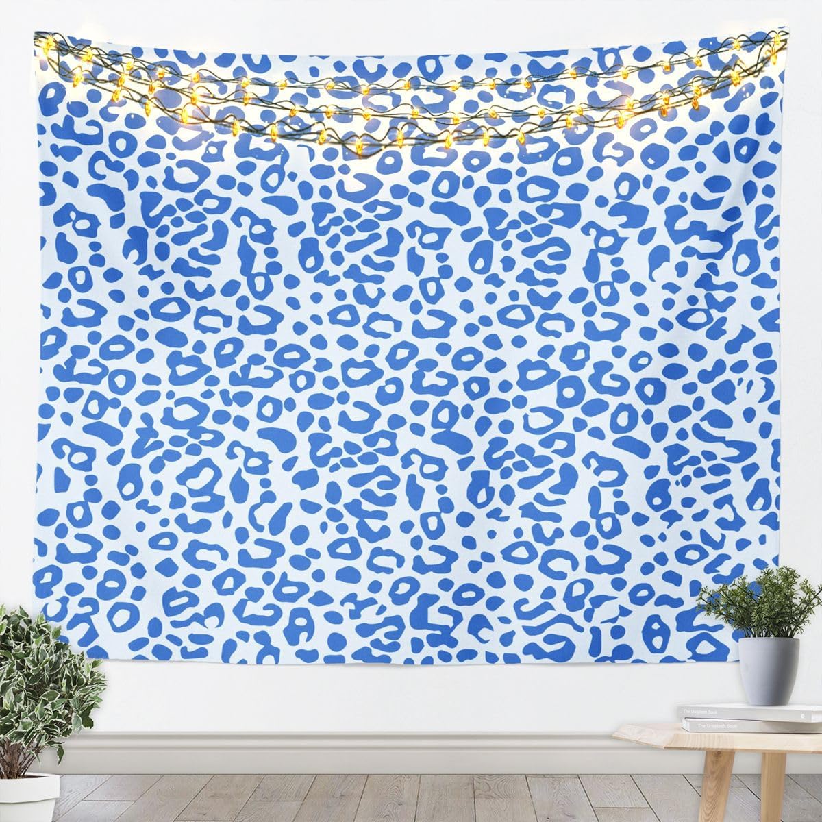 Feelyou Zebra Print Tapestry Blue Black Wall Art Modern Striped Art Wall Hanging Blanket for Living Room Bedroom Wild Animal Home Decor Medium 59"x59" Wildlife image 3