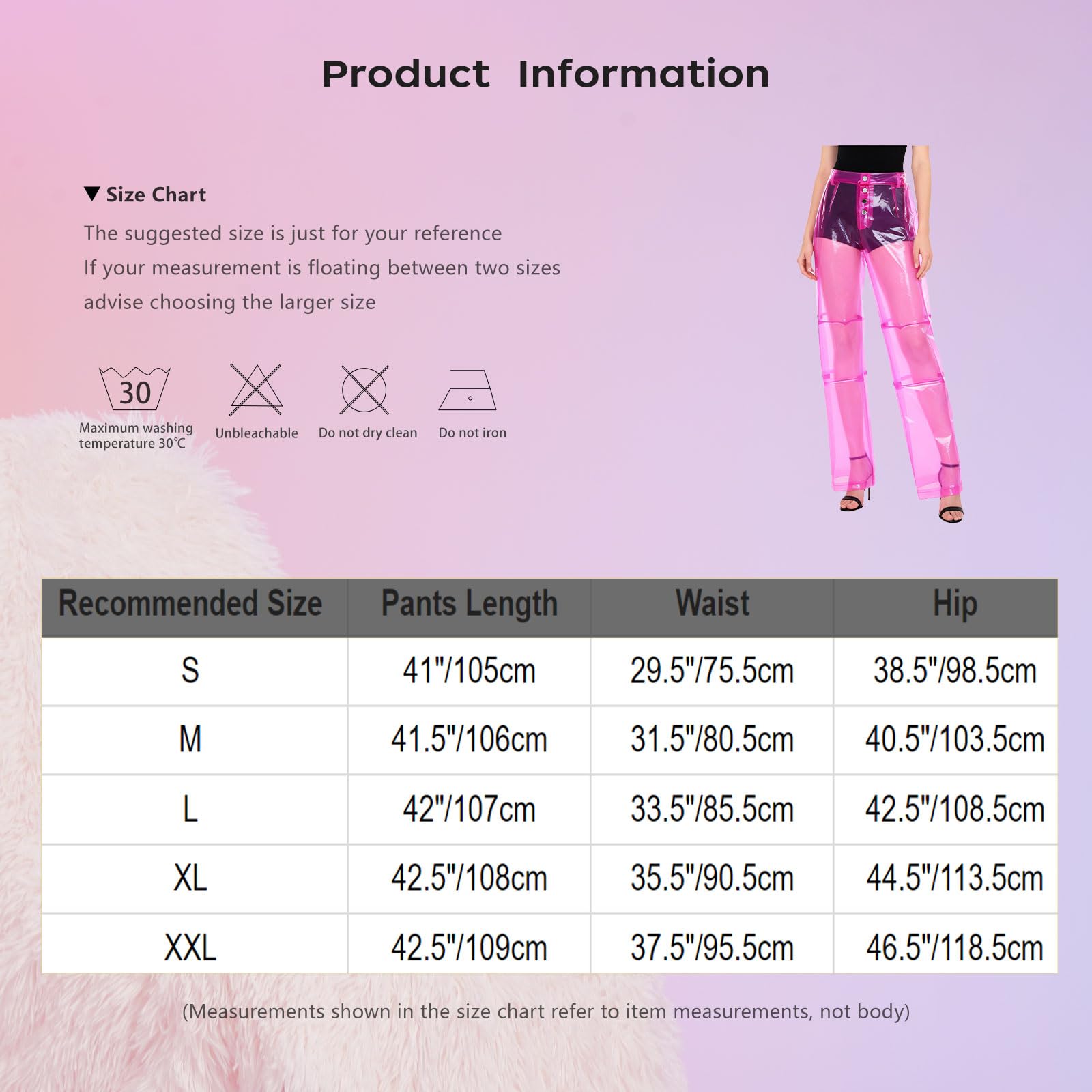 Hansber Pantalons en PVC Transparent pour Femme Pantalons Haute Taille Transparents Droits Jambes Larges Longs Transparents Cosplay