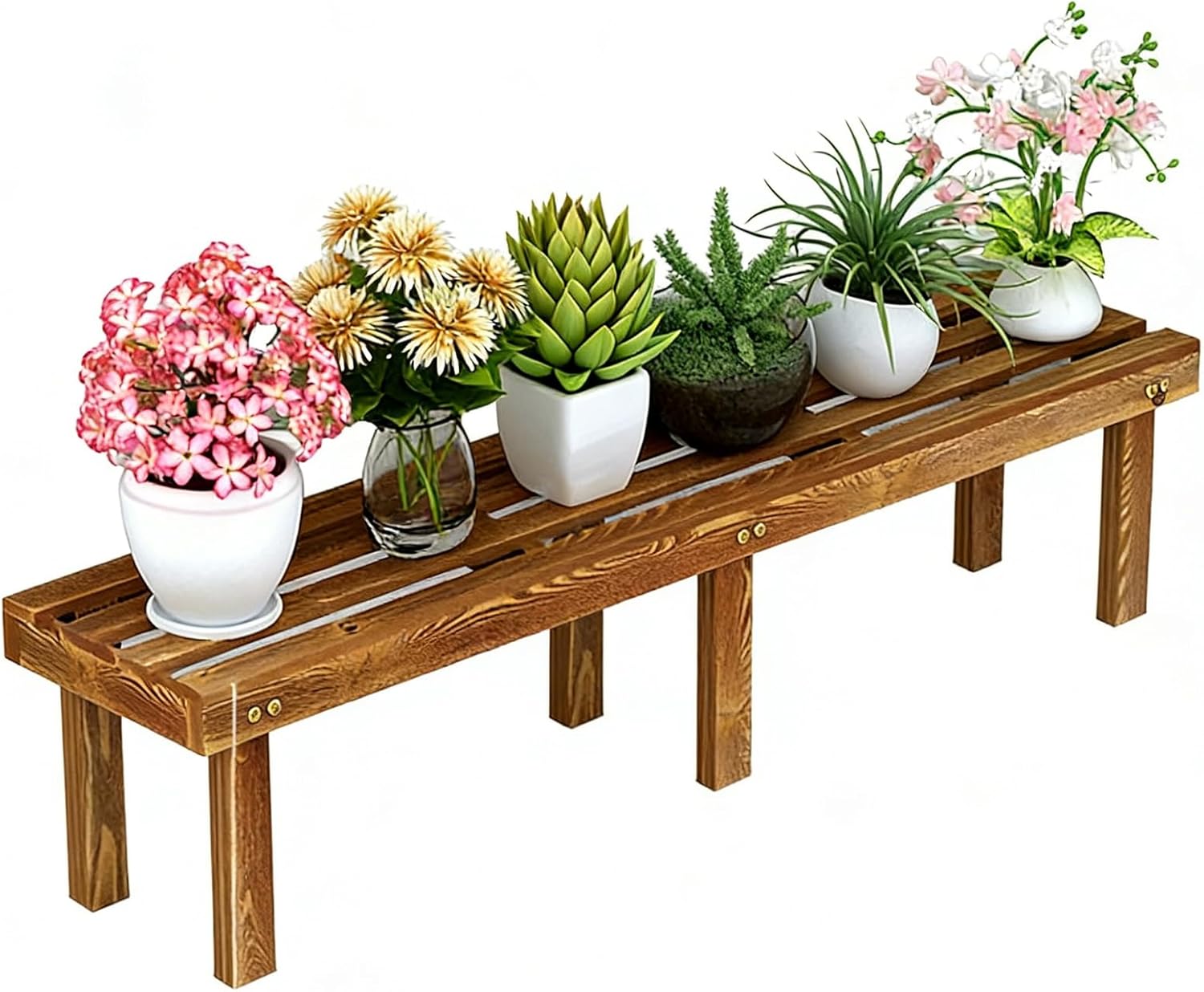 plant-racks Wooden Plant Stand, Flower Shelf, Freestanding Pot Holder Rack For Indoor Outdoor, For Living Room, Bedroom, Garden, Patio, Balcony, Office(120*25*25cm)