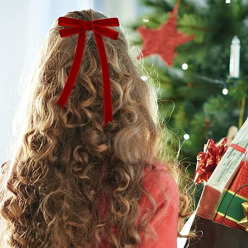 Miniatura 6 de Cinta de terciopelo rojo de 10 yardas para árbol de Navidad, cinta de Navidad de terciopelo de 58 pulgadas para envolver regalos, manualidades,