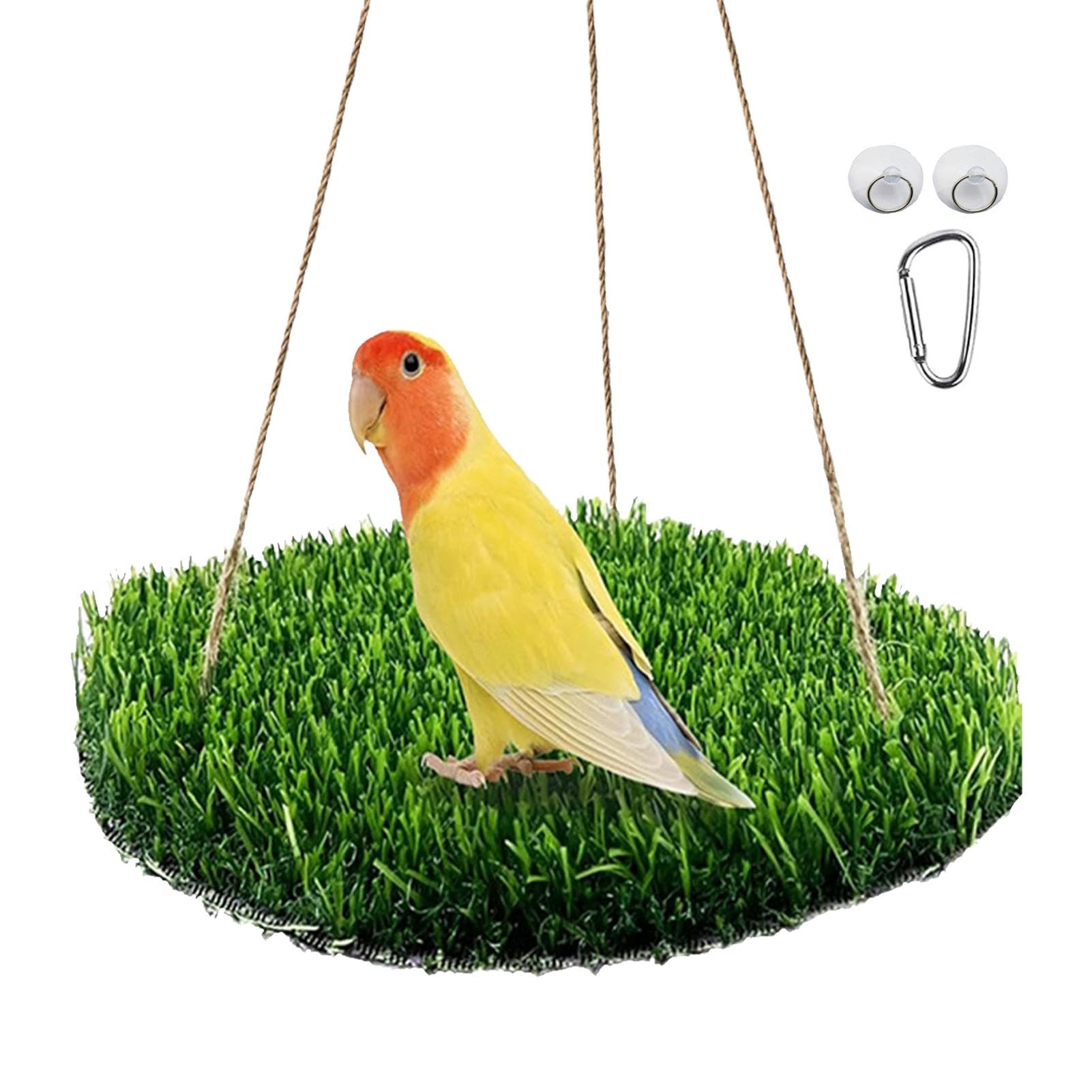 Bird Swing Toy Bird Hammock Bed Bird Foraging Toys Hanging Parrot Swing Bird Grass Foraging Mat, Bird Perch Stand Climbing Toy For Parakeets, Budgie, Conure, Cockatiel