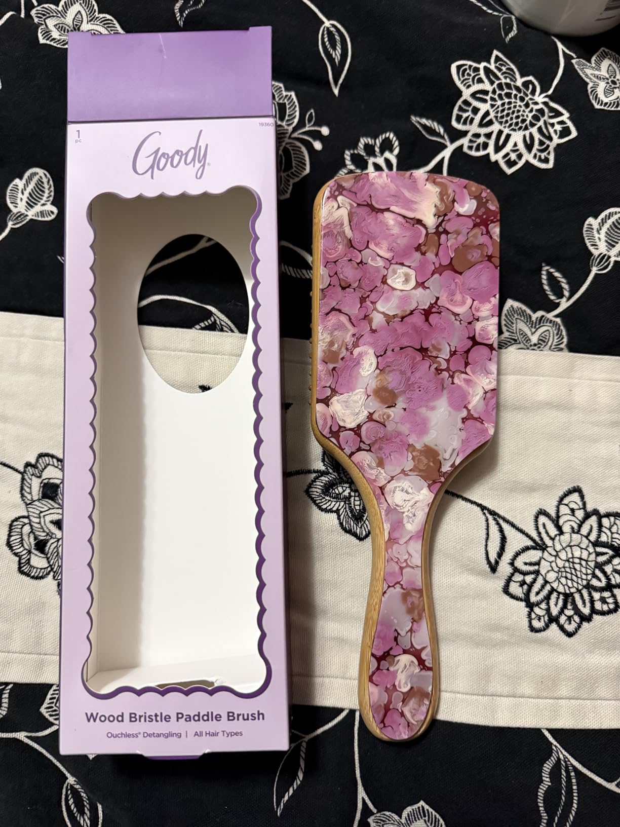 Goody Paddle Brush, Pink Sparkle, Bamboo Bristles for Ouchless Detangling, Tackles Tangles, Knots & Frizz, Use as a Detangler or Styling Brush For All Hair Types, & Girls