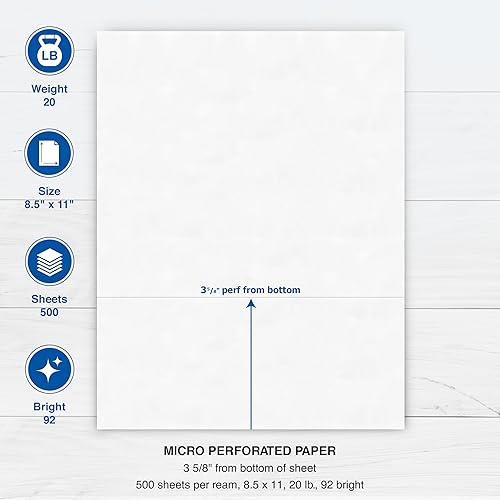 Miniatura 5 de PrintWorks Papel perforado horizontal profesional de 3 58 pulgadas, 8.5" x 11" - Perfecto para W-2, 1099 y uso de declaraciones - Hecho en los