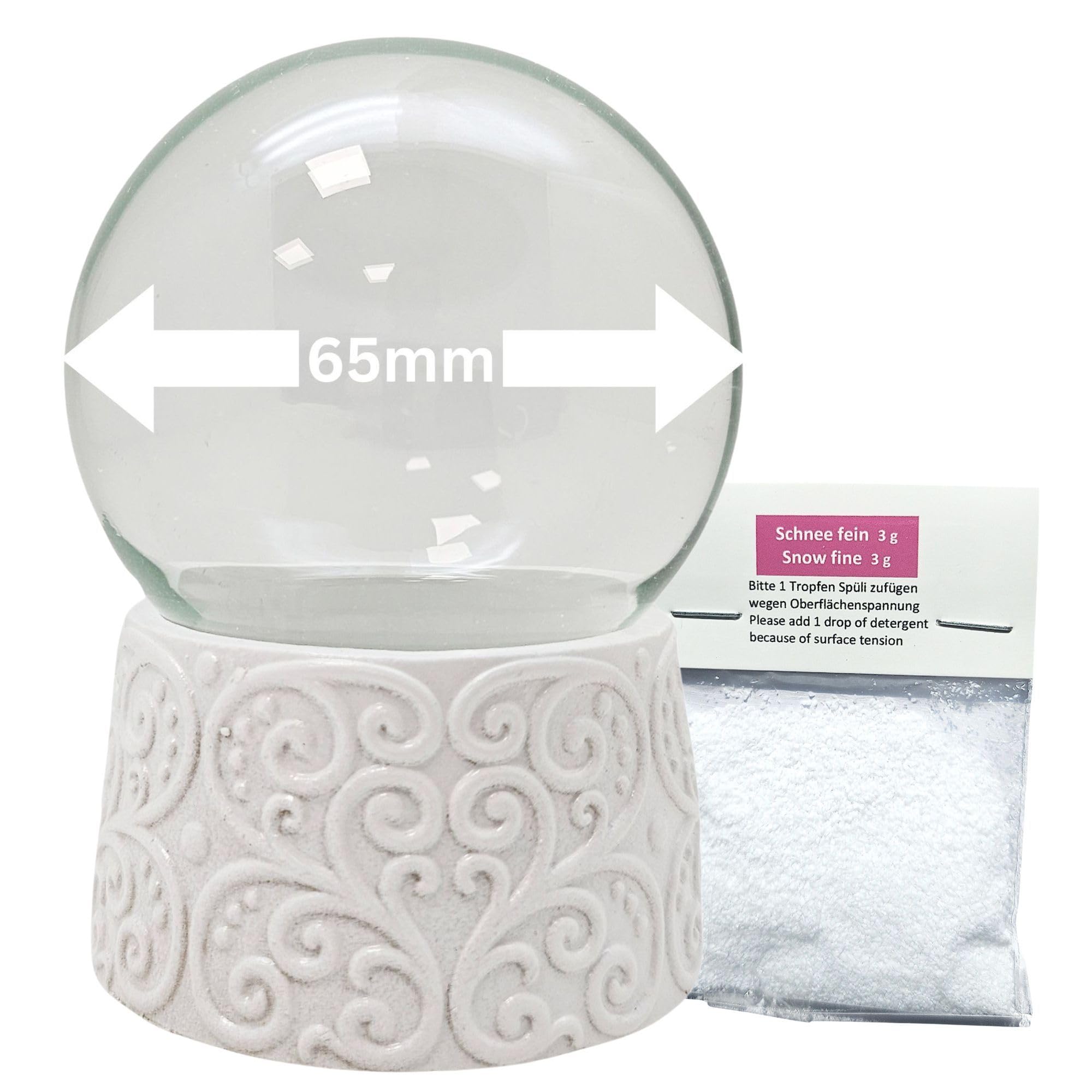 Snowglobe For You - Do It Yourself Men's White Diy 70015 Diy Snow Globe Set With Glass Ball Ornatal Base - 65 Mm Diameter Make Your Own Snow Globe