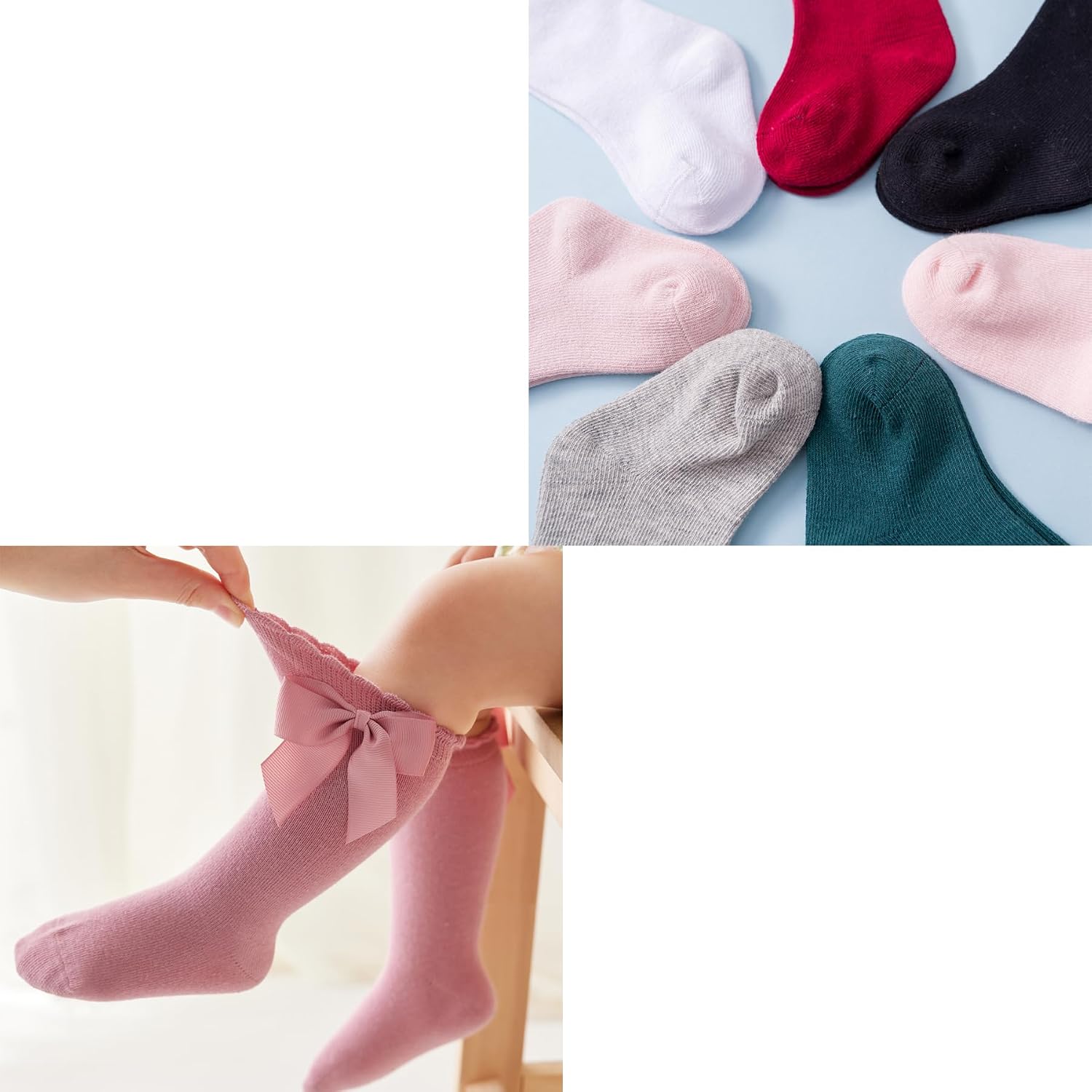 Baby Girls Socks Knee High Socks With Bow Infants Toddlers Stockings School Uniform Dress Socks