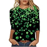 Mardi Gras Shirts for Women Funny Mask Print 3/4 Sleeve Tops New Orleans Carnival Party Tshirt Casual Crewneck Blouse