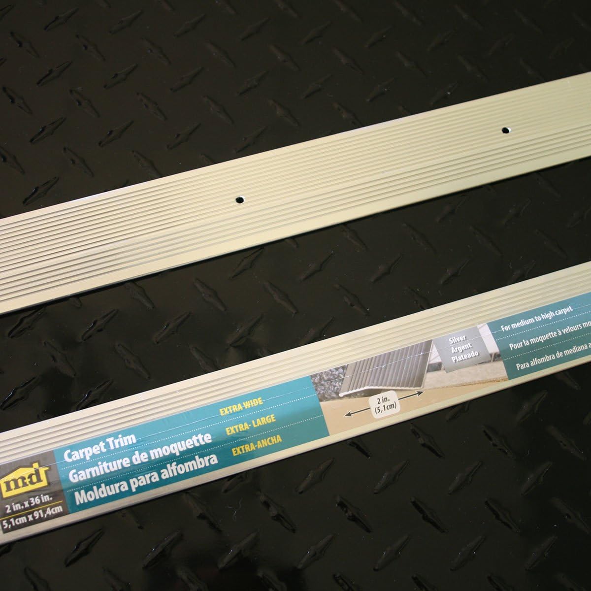 M-D Building Products 78212 Extra Wide Fluted 2-Inch by 36-Inch Carpet Trim, Silver