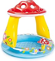 Intex 57114EP Mushroom Baby Pool: Shaded Fun for Ages 1-3, Soft Floor, Durable Vinyl, 40x35 Inch Kiddie Pool