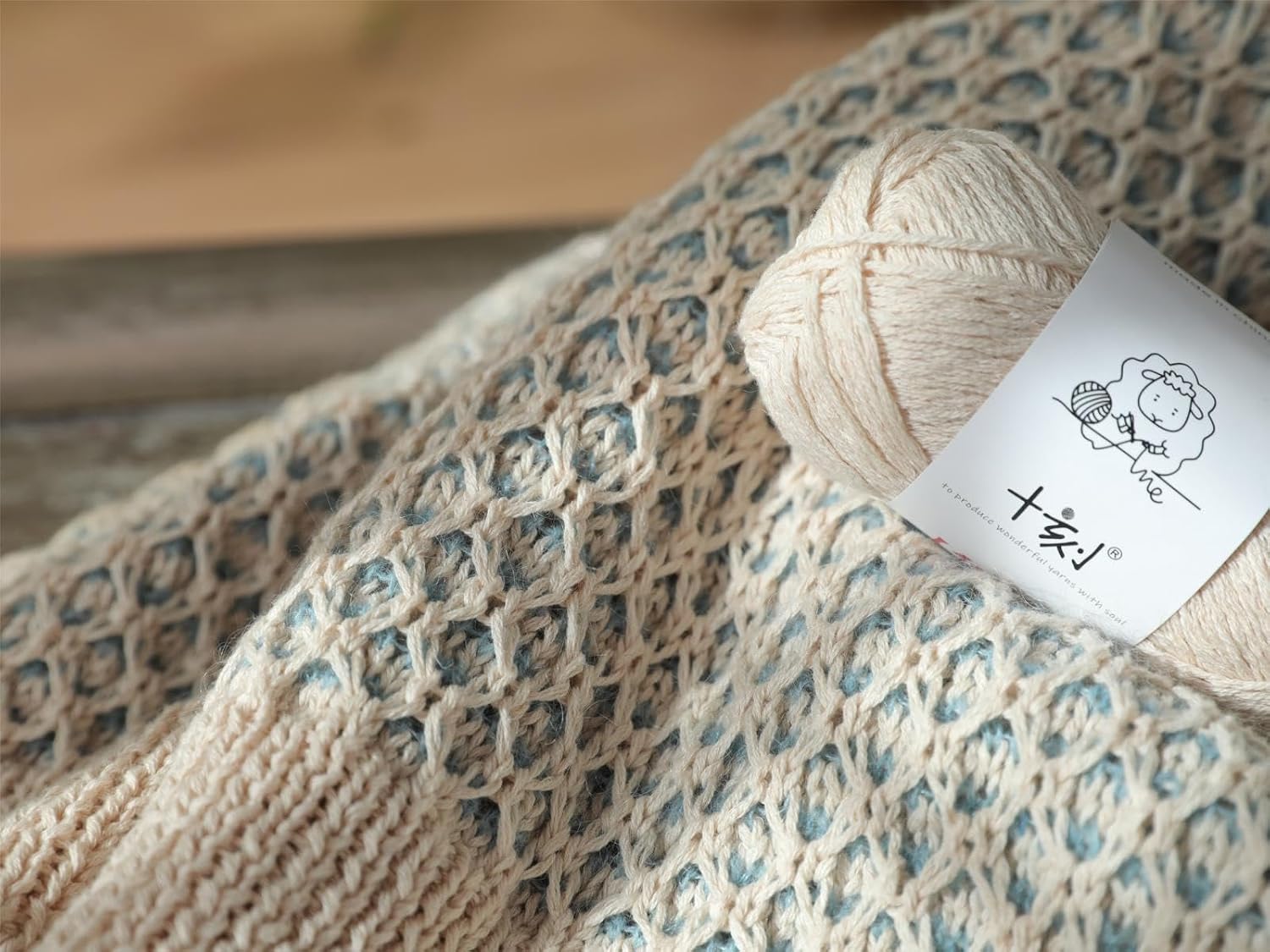 Cotton, Bamboo and Linen Blended Yarn, DK, Light Worsted Weight, 2 Packages of 100g/3.52oz (Per Skein 50g/120yards)- 02 Apricot White