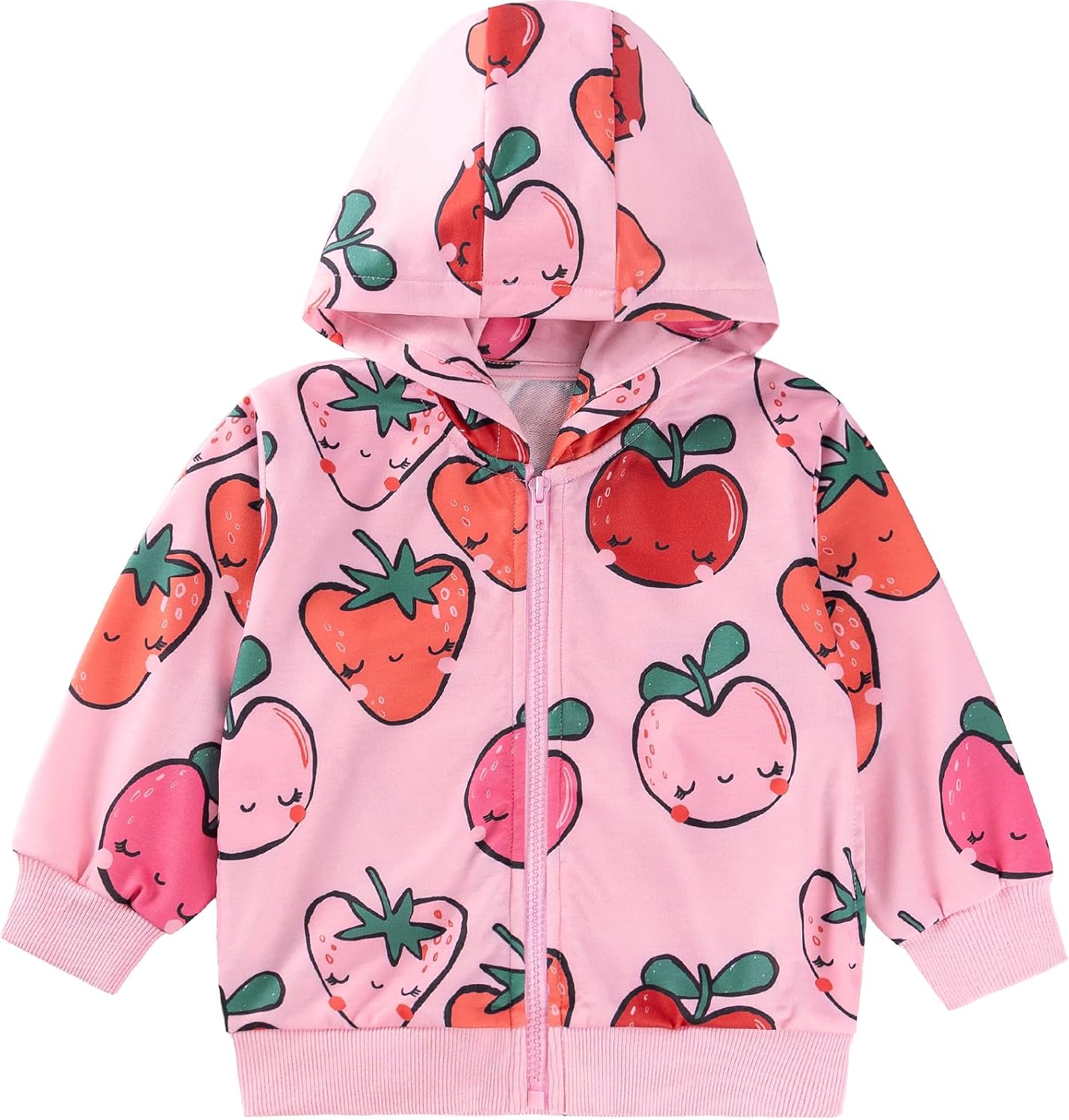 Toddler Girls Zip Up Sweatshirt Hoodie Cute Graphic Prints Zipper Hooded Tops