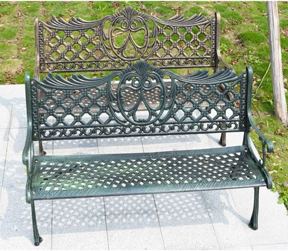 Garden Bench Outdoor Furniture Cast Iron Porch Bench Leisure Terrace Bench Suitable for Deck/Lawn/Street(Carved Bronze)