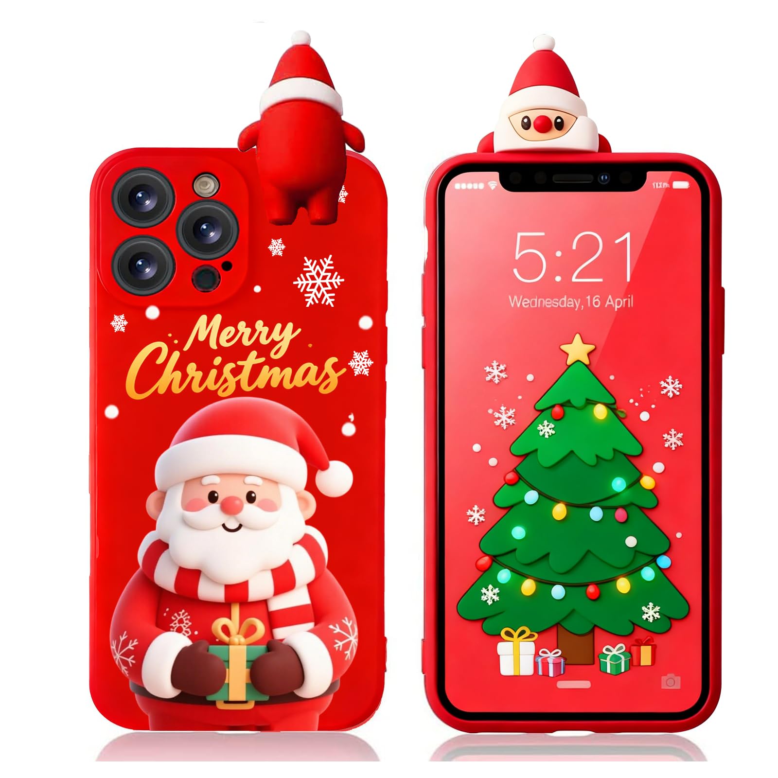 Cadeau de Noël coque iPhone 13 Pro Max silicone rouge 3D - 7