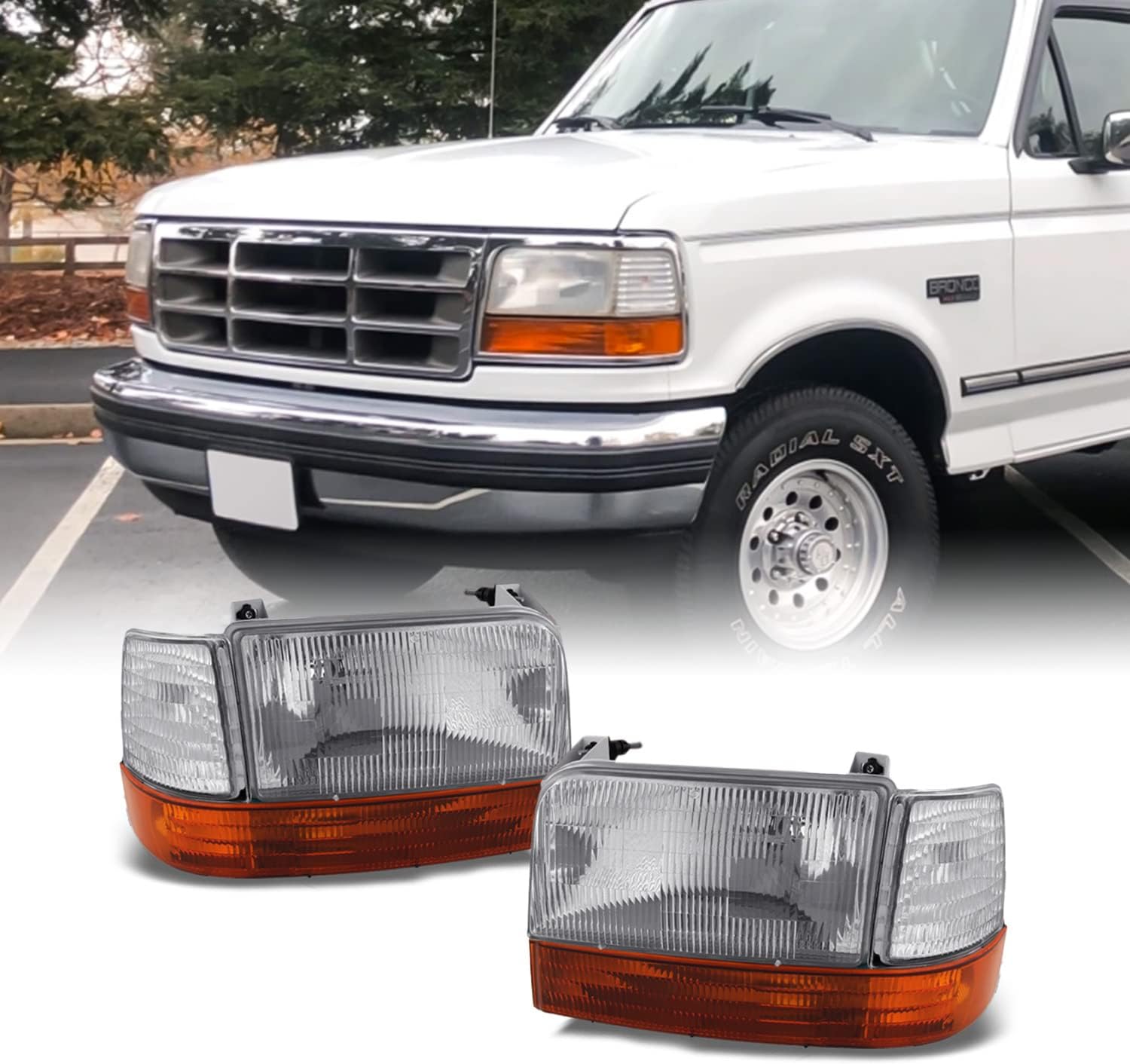 AKKON - For Ford Bronco F150 F250 F350 OE Replacement Headlights Corner Signal Bumper Lamps Driver/Passenger Set