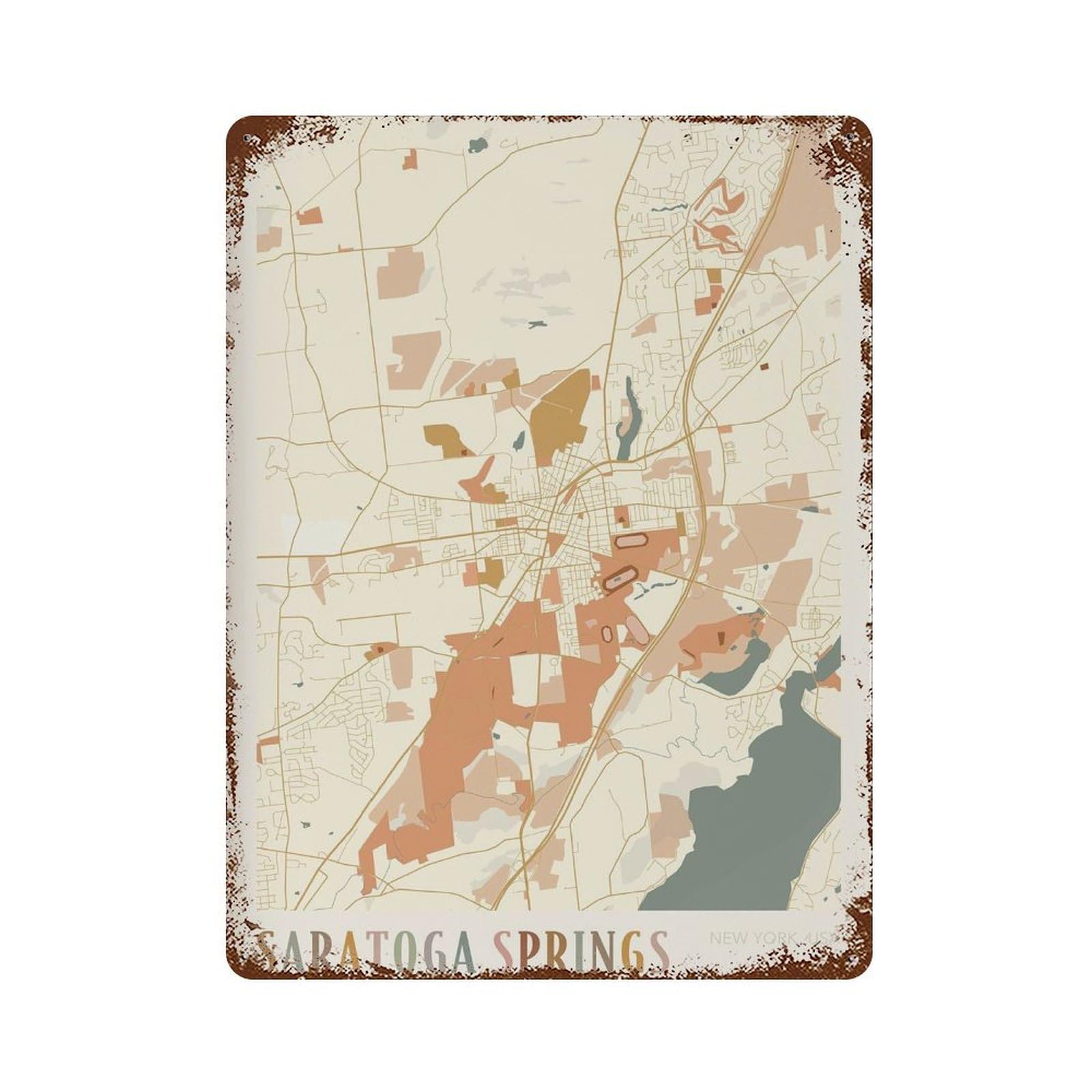 xiaoxiaoshen Saratoga Springs Map New York Travel Gift Wall Decor Art Metal Tin Poster Modern Home Decor Art Home Bar Shop Decorations Vintage Sign 40x30cm