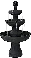 Sunnydaze Flower Blossom 43" 3-Tier Outdoor Water Fountain - Black Fiberglass Garden Patio Fountain with Pump