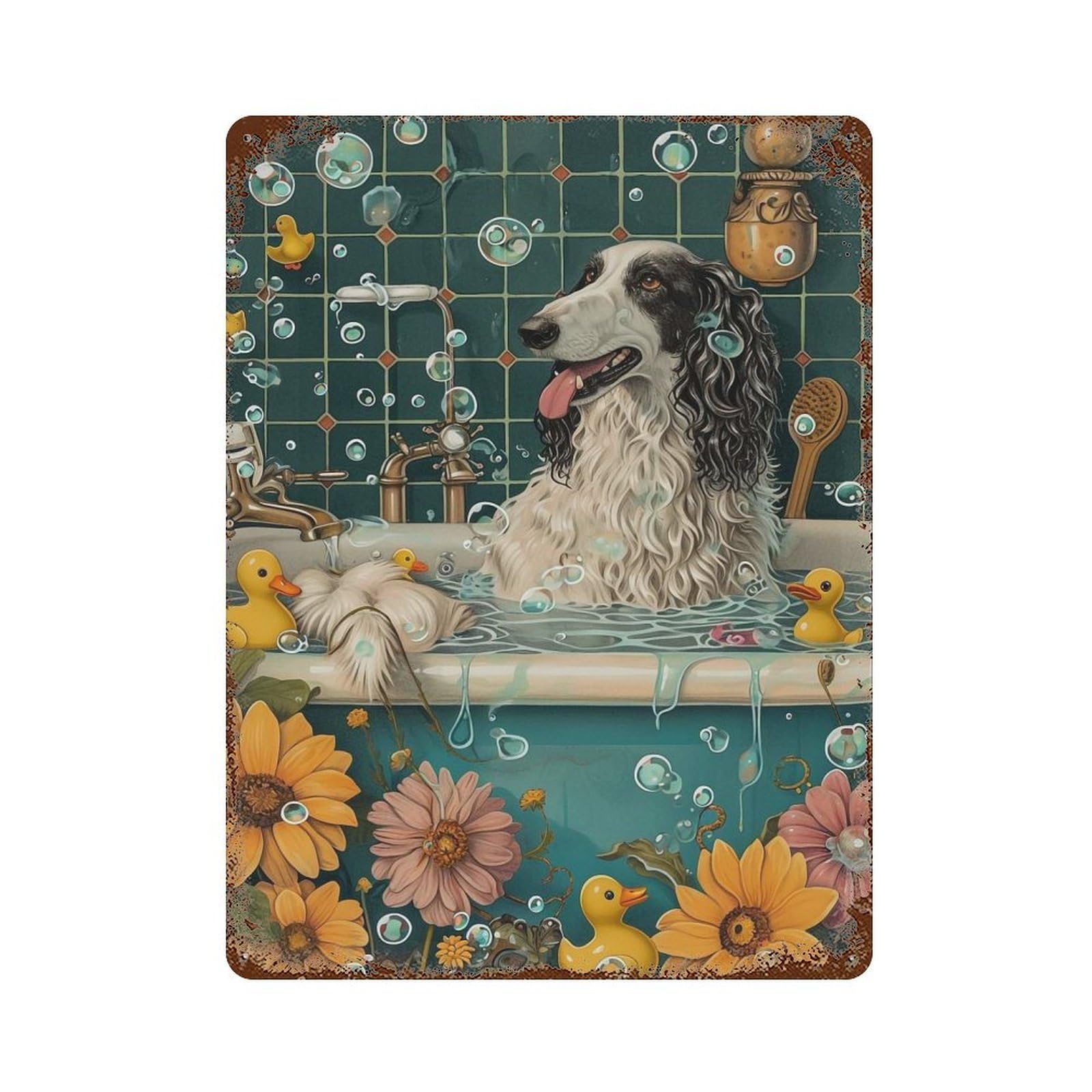 Rust Effect Borzoi Dog Rusty Metal Tin Sign 15.7"x11.8", Old School Wall Decor for Basement, Hobby Room And Garage Decor
