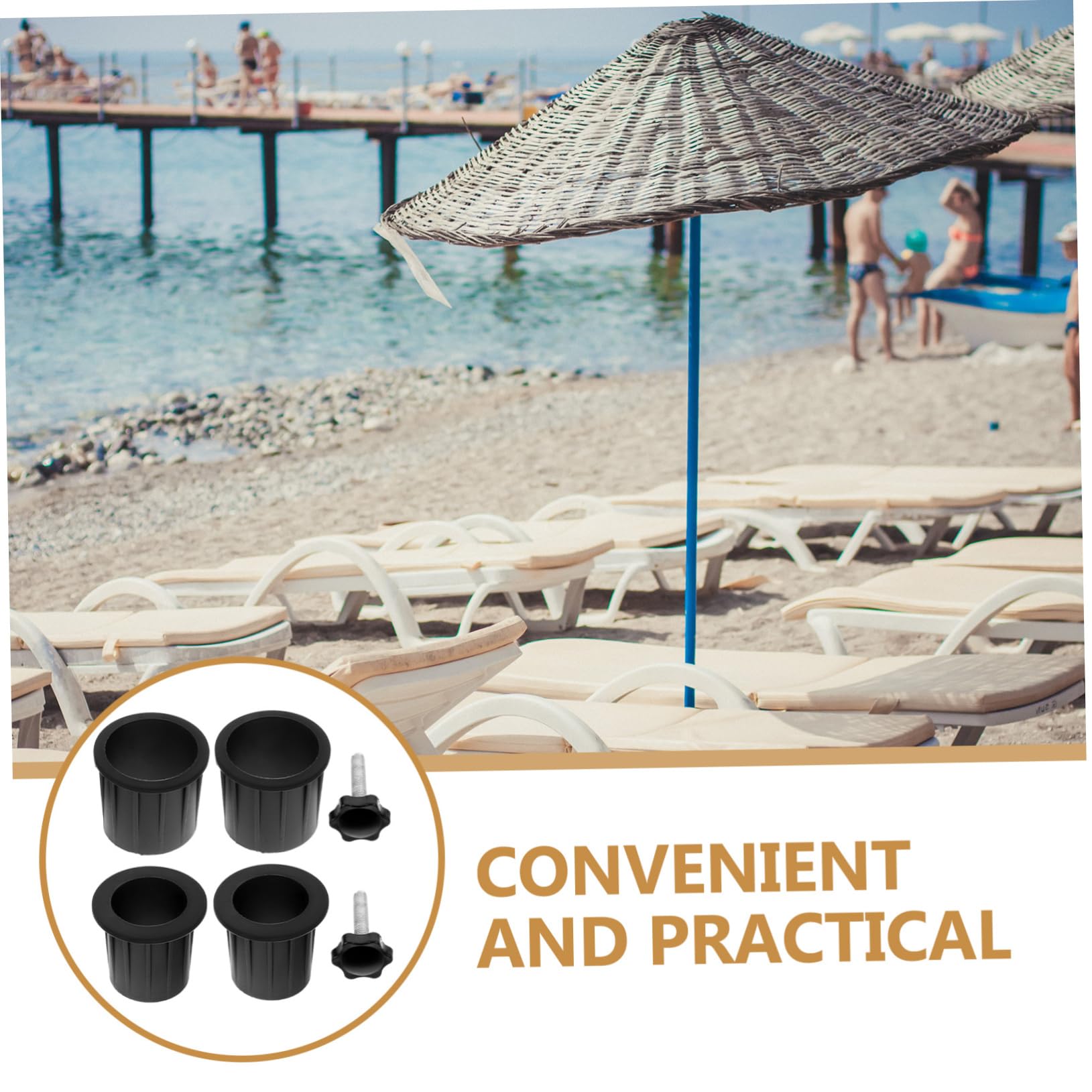 TOYANDONA 3 Juegos Accesorios para Base De Paraguas Patio Enchufar Reemplazo Ancla De Sombrilla De Playa Pararse Ancla del Paraguas Exterior Agujero El Plastico Negro