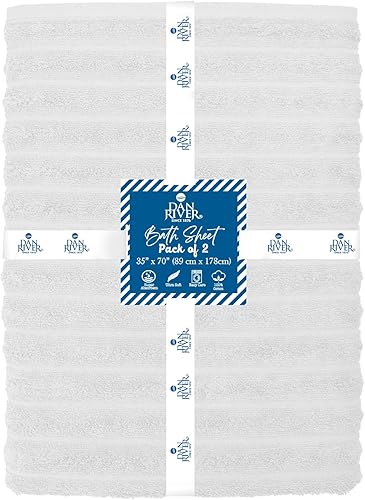 Miniatura 2 de DAN RIVER Juego de 2 toallas de baño de 550 GSM, ultra suaves y altamente absorbentes, con diseño de interruptor de velocidad, toallas de baño