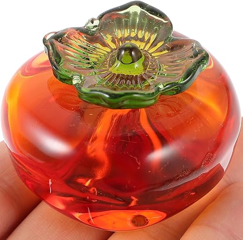 Miniatura 2 de ABOOFAN Figura de cristal de caqui, estatua de caqui artificial, figura de fruta de cristal, pisapapeles coleccionable, fruta de vidrio para