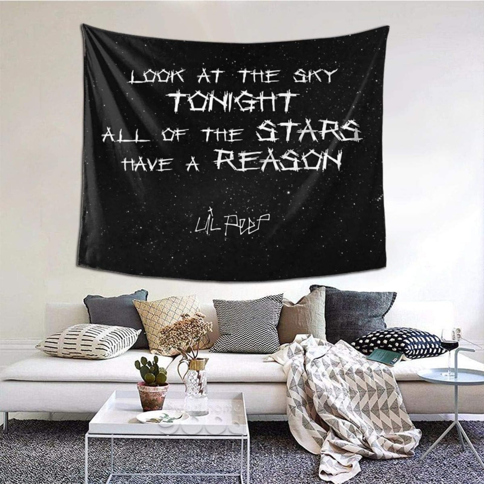RIESKAS 1 pc Tapestry Poster, Star Shopping Lyrics Starry Background Wall Tapestry, Boutique Funny Tapestry Wall Hanging Vintage Tapestry for Room Dorm Home Decor (60 x 51 in)