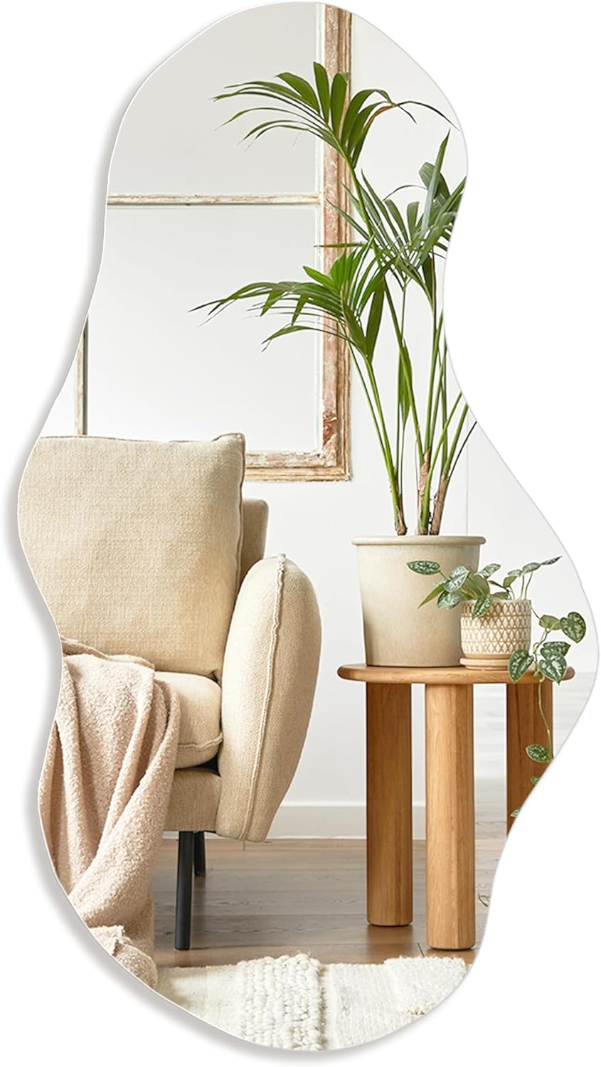 PERFNIQUE Irregular Wall Mirror Asymmetrical Mirror, 43''x24'' Decorative Modern Wall Decor for Bathroom Bedroom Living Room Entryway, Cloud Frameless, Wall Mounted(43''x24'', Cloud) Cloud 43"L x 24"W