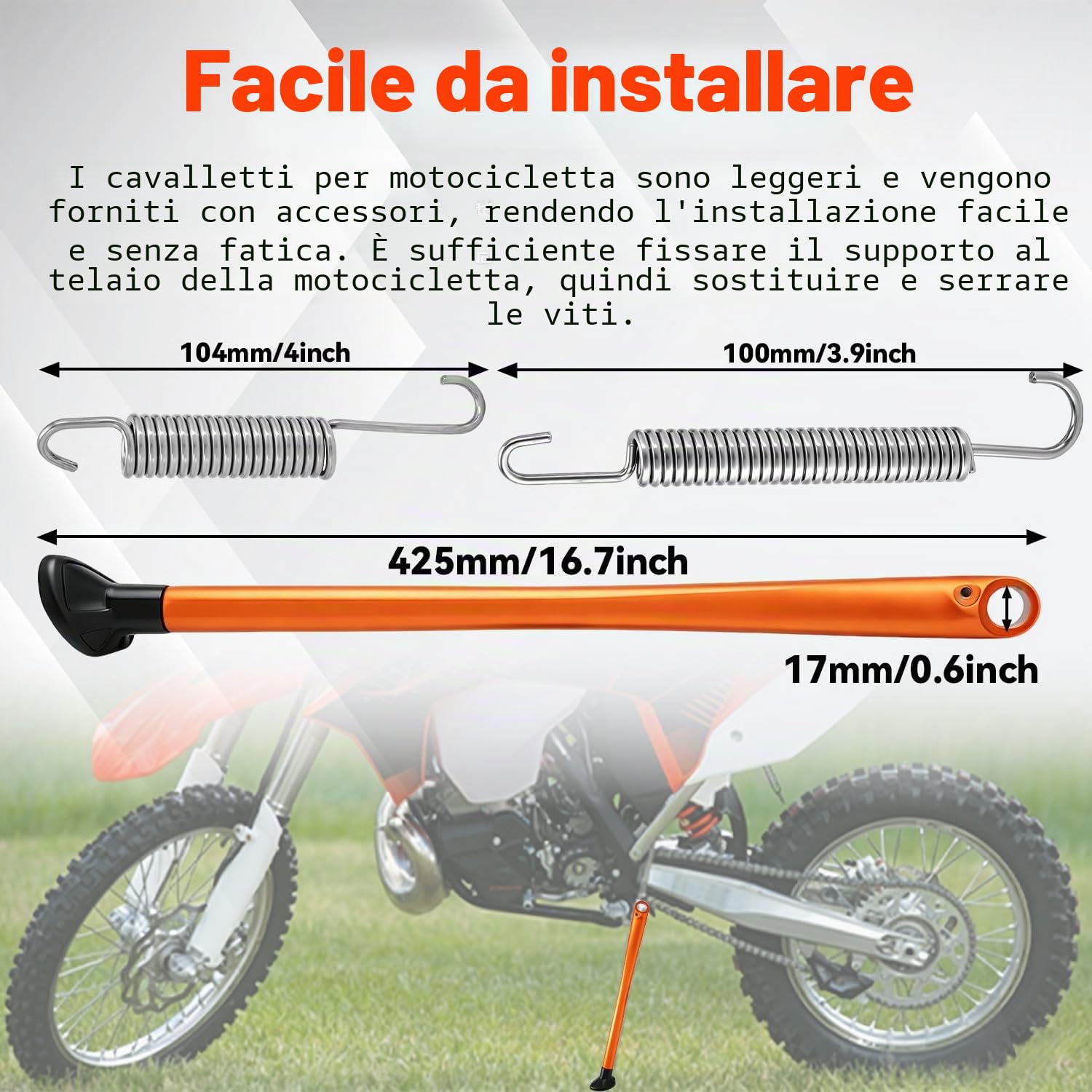 JFG RACING Cavalletto Laterale Moto,Supporto Ruota Posteriore Supporto Cavalletto Laterale per XCF EXC EXC-F XC XC-W XC-F XCF-W Fe FX Te-Arancione
