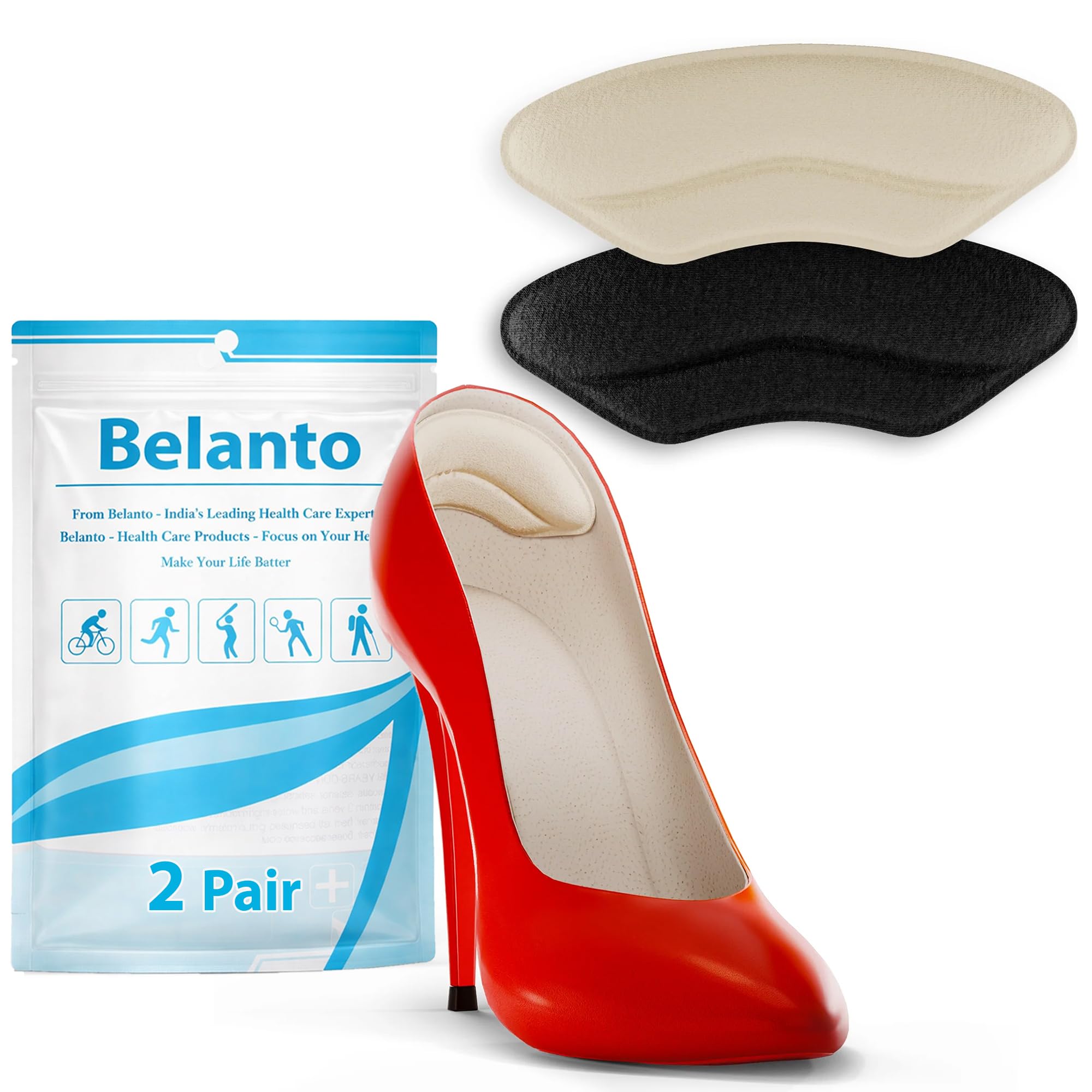 Back of Heel Inserts Cushion Pads for Women & Men 2 Pair, Heel Grips Liner Shoe Insoles for Loose & Too Big Sneaker, Shoes & Boots Stop Heel Slip & Blister Protector Pad,Shoe Fit and Comfort-image-12