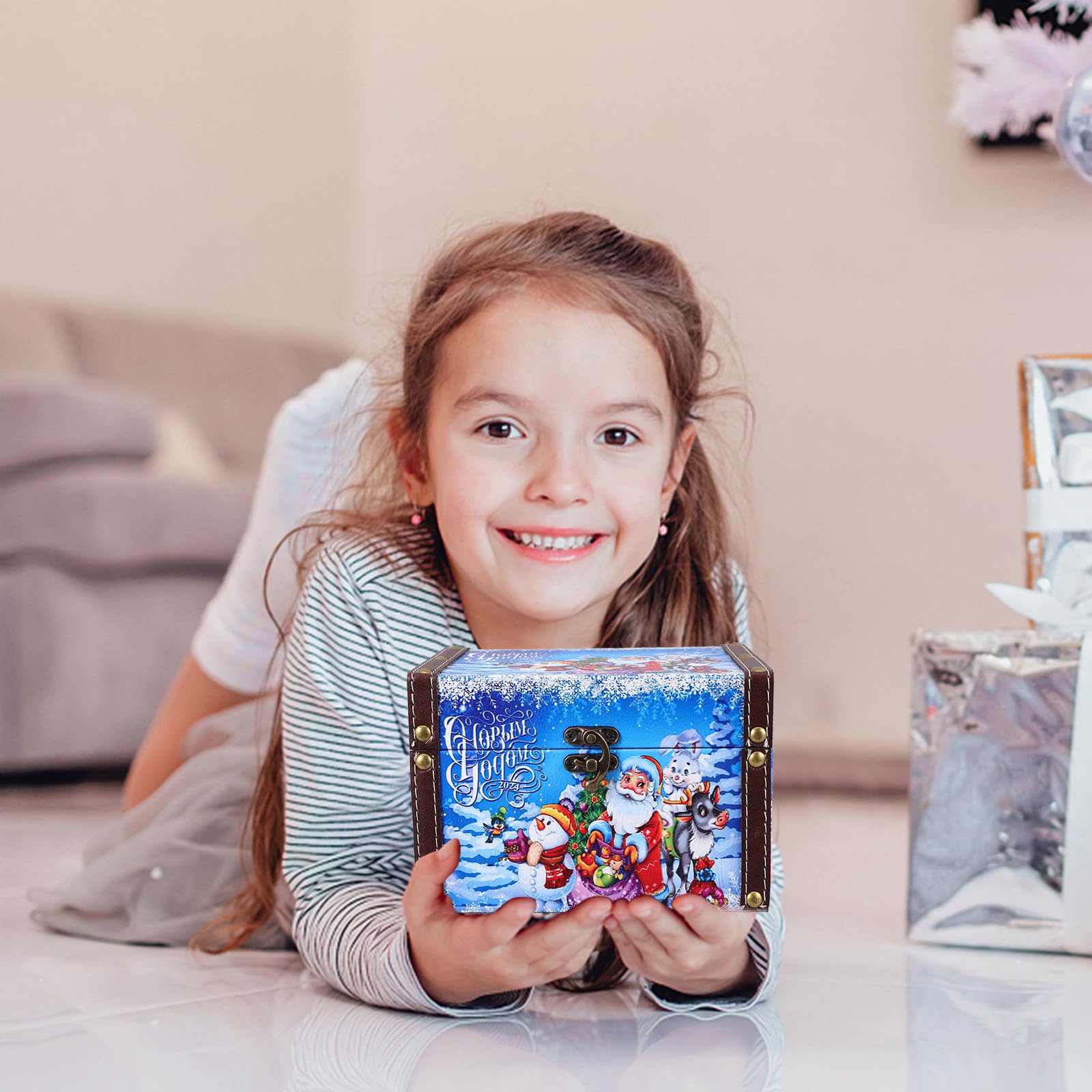 Toyvian 3 Stück Weihnachtsholzkiste im Vintage Stil für Schmuck und