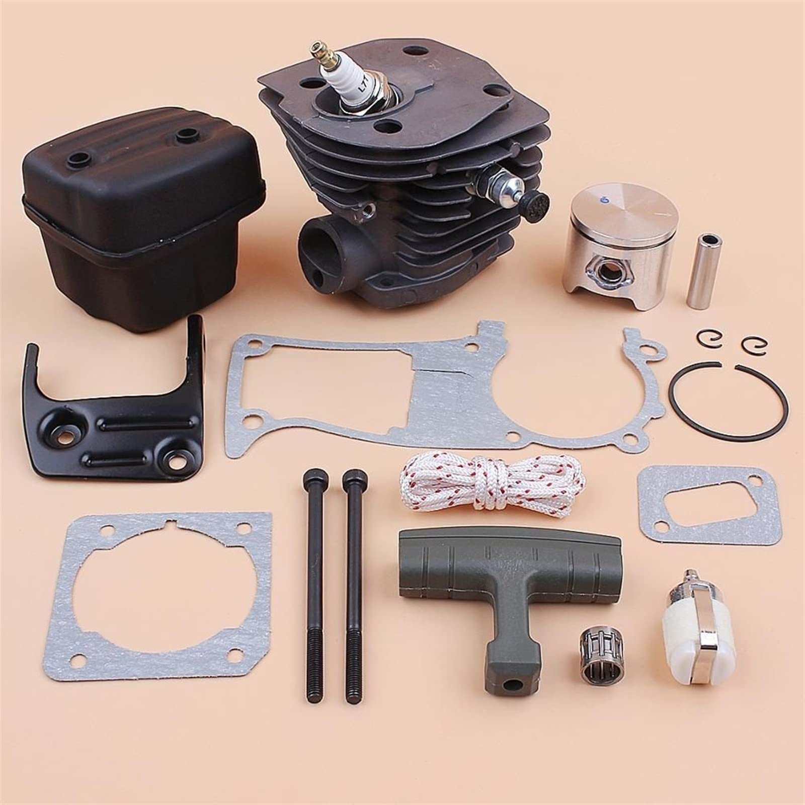 IWBR 44mm tłok cylindra tłumik uszczelka zaworu części silnika silnika nadające się do HUSQVARNA 346 XP 350 351 353 piła łańcuchowa Nikasil Plated