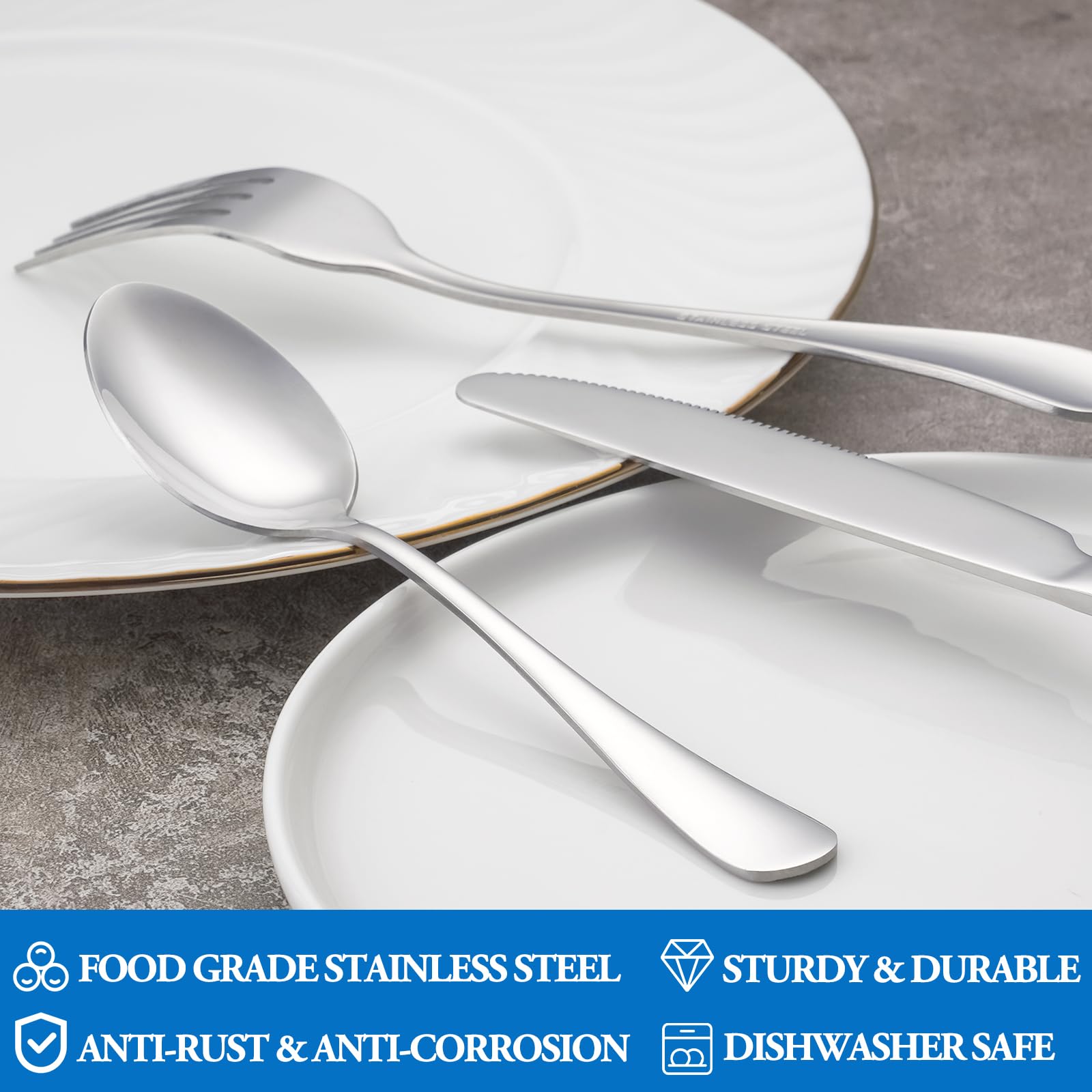 Silverware Set - 16 Forks & Spoons Stainless Steel -3