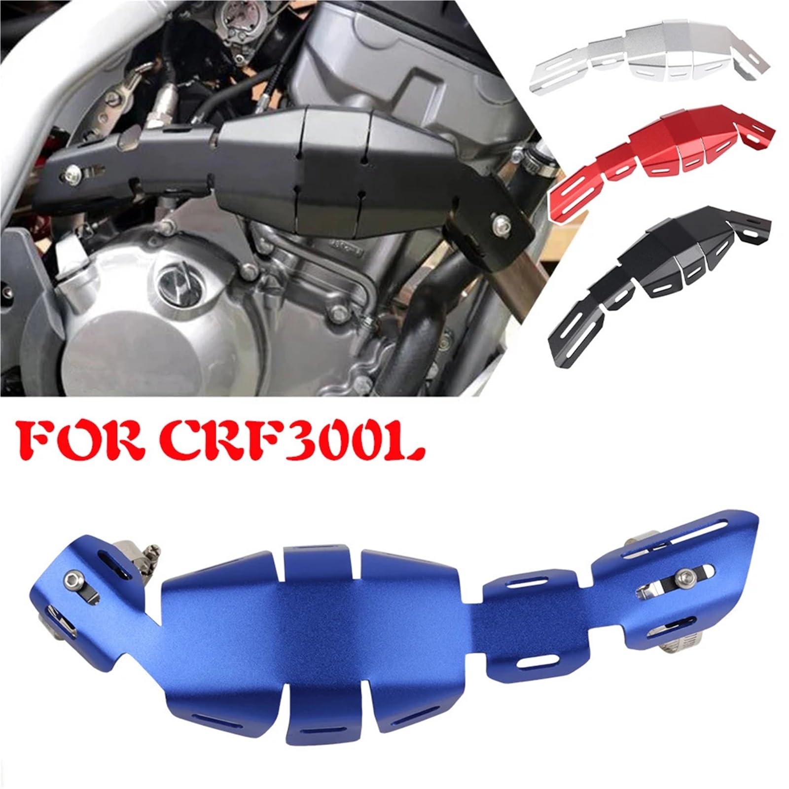 Protection Pot Echappement Couvercle d'échappement Protection thermique anti-brûlure pour silencieux d'échappement de moto Convient pour Honda CRF300L(Silvery)