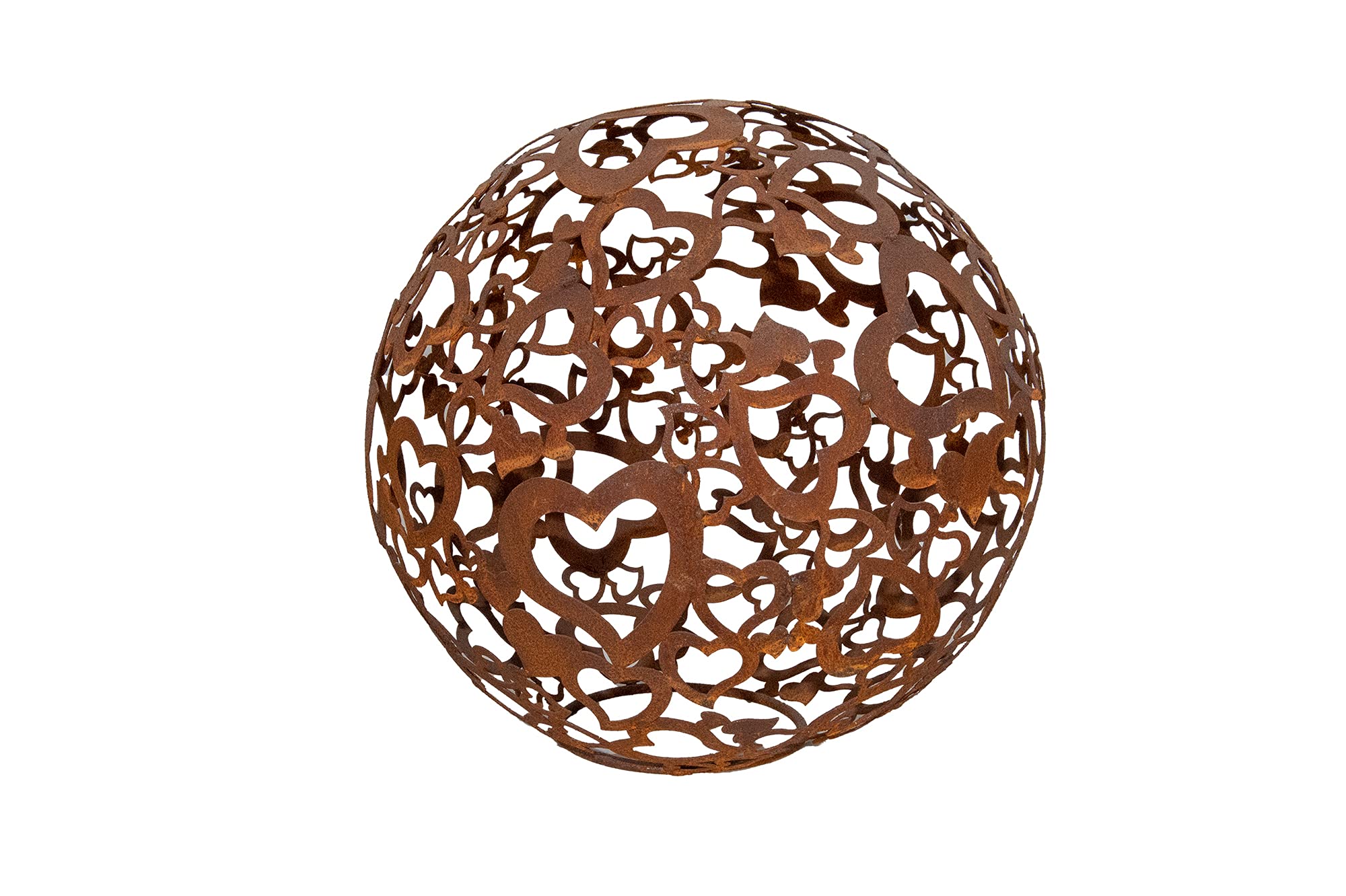 Benera Garten Kugel Rost Edelrost Herz Motiv Dekoration aus Metall (38 cm)