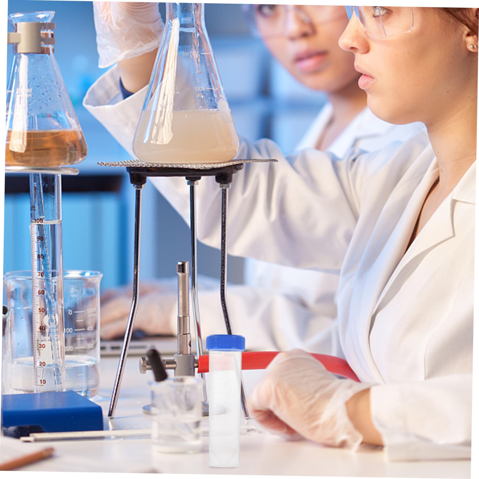Alipis 50 Pezzi Provette Centrifuga da 50ml in Plastica Pp con Tappo a Vite e Fondo Piatto, Resistenti e Facili da Trasportare per Uso in Laboratorio
