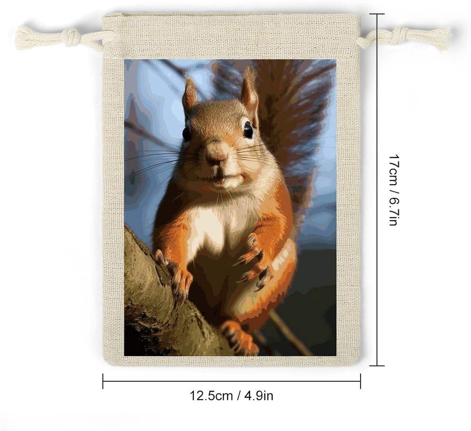 QMKFWT Squirrel Funny Animal Drawstring Pouches Small Bulk Cotton Burlap Storage Bags Reusable Muslin Sachet Bag for Candy, Toys, Jewelry, Treats, Birthday Party Favors image 2