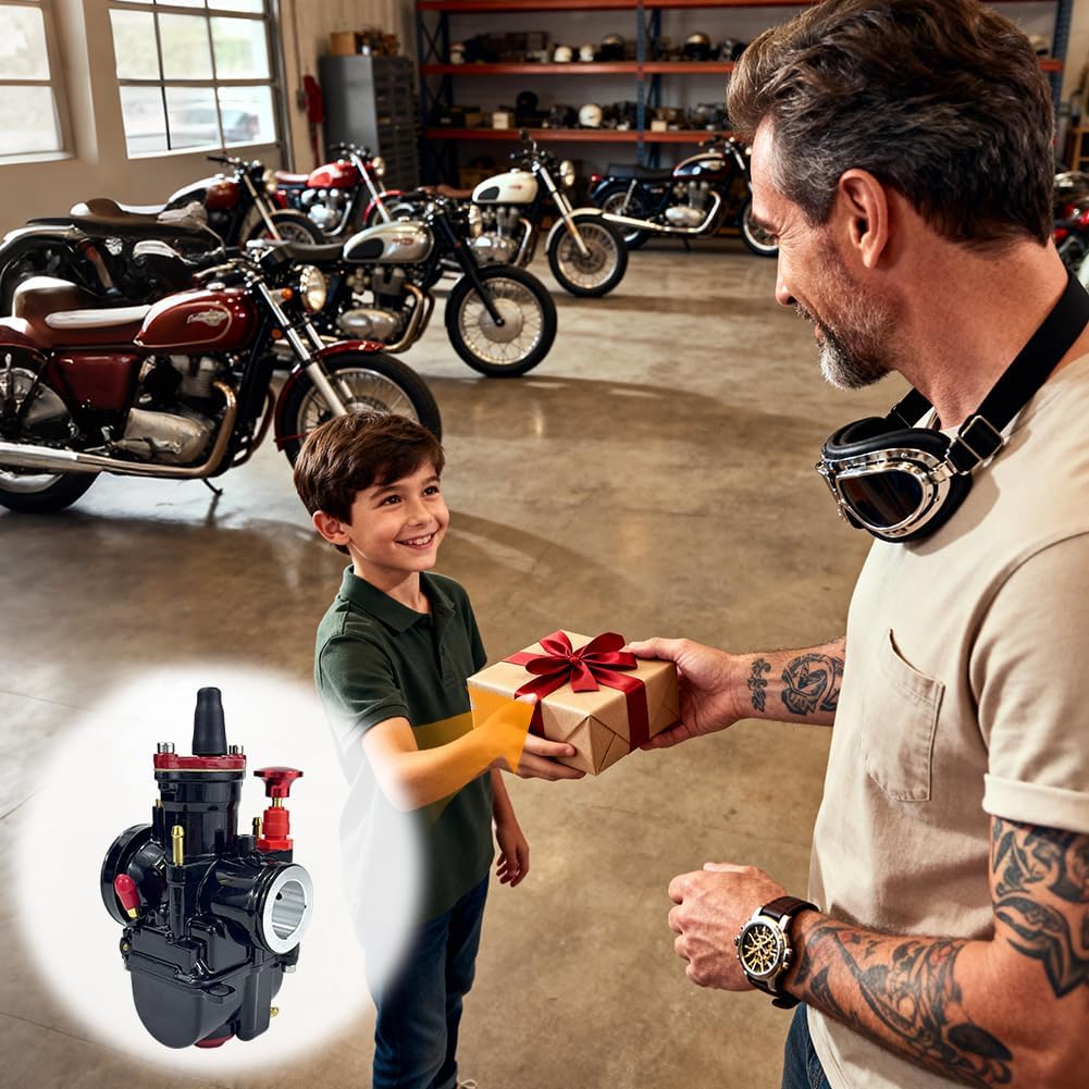 Motorcycle 32mm Carburetor Compatible with 125cc to 200cc Universal 2T 4T Engine Pit Dirt Bike Motocross On/Off Road ATV Quad Scooter (Black, 32mm)