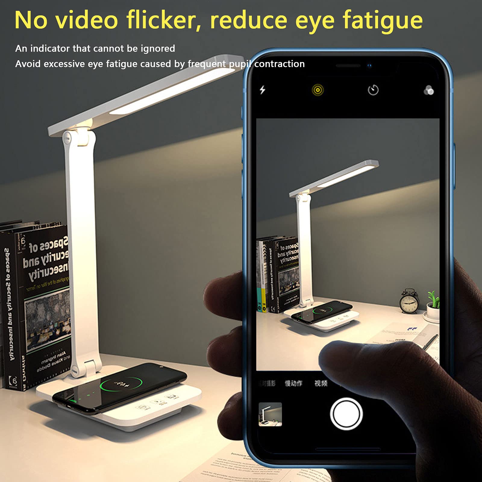 Lampa Biurkowa Led Przyciągające Wzrok Lampy Stołowe Z ładowaniem Usb, Wbudowaną ładowarką Bezprzewodową, 3 Poziomy Temperatury Barwowej Do Biura Domowego/Użytku Domowego/Nauki/Odczytu