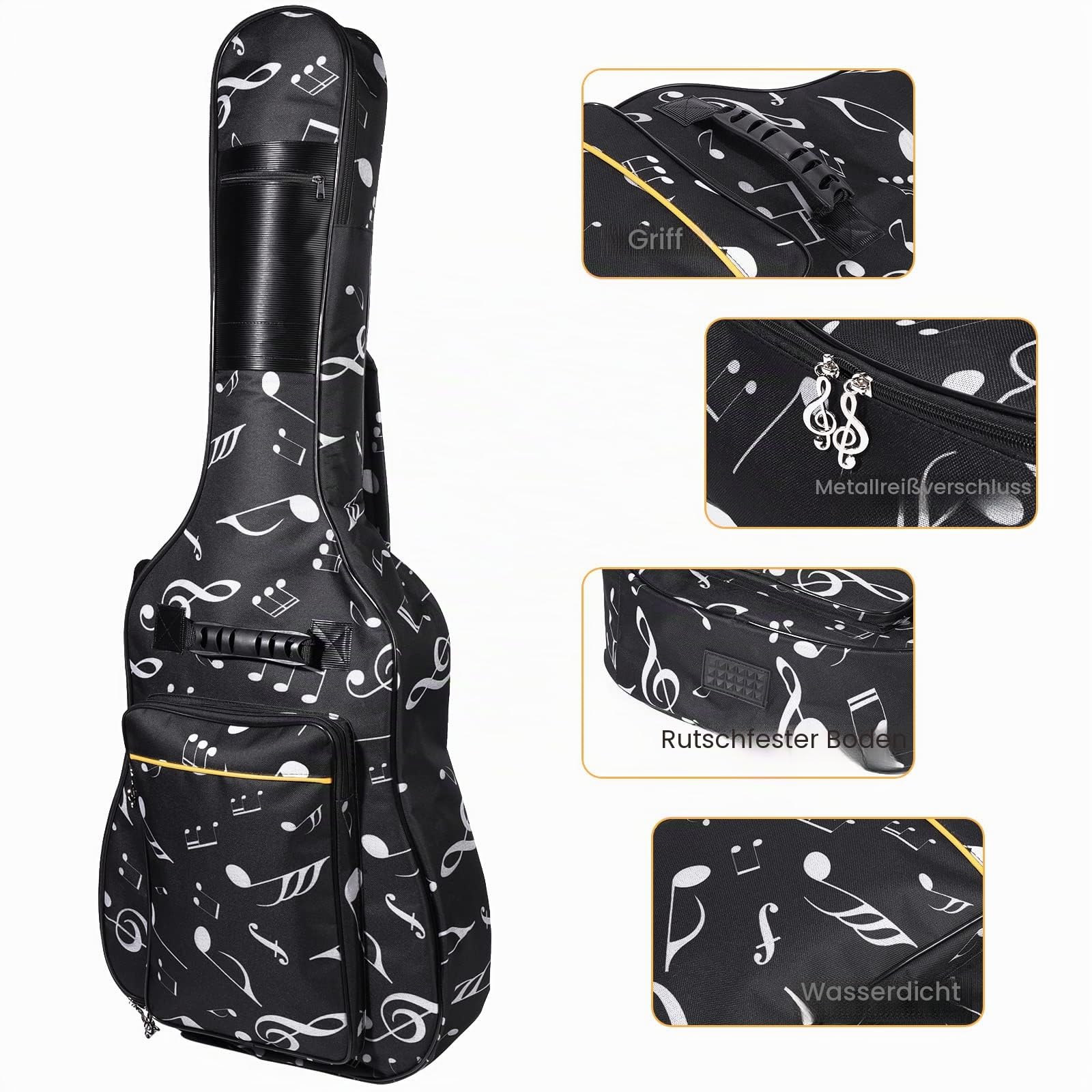 ele ELEOPTION Wasserdichte Oxford Gitarrentasche 99/101/104 Zoll Musikkoffer Muster Nylon Gig Bag für E-Gitarre Gepolsterte Tragetasche für Akustik- und Klassikgitarre
