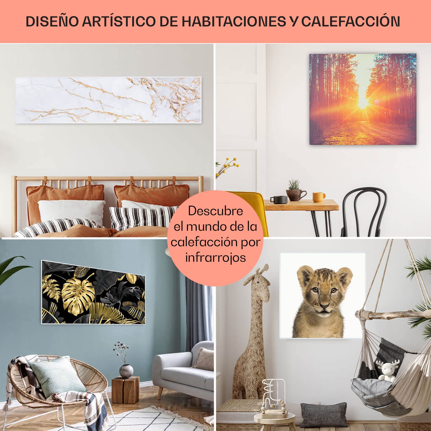 Klarstein Radiador Infrarrojos Pared Potencia, 500W, Placa Calor Bajo Consumo App,loT Wifi, Panel Radiante Bajo Consumo, Infrarrojos Calefaccion, Calefactores Infrarojos Panel Radiante Pared