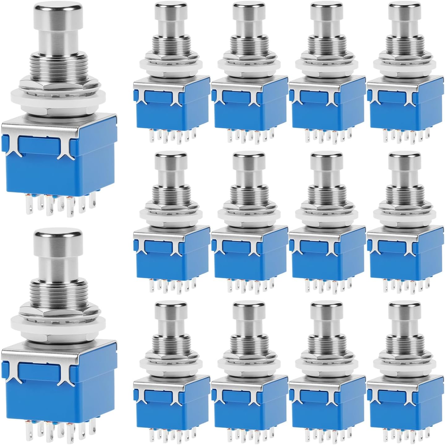 QWORK Guitar Effect Pedal 3PDT Footswitch, 14 Pcs Triple Pole Double Throw Latching Stomp Push Button with True Bypass, 9 Pin Solder Lugs for Effect Pedals, Amplifiers & Music Equipment