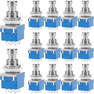 QWORK Guitar Effect Pedal 3PDT Footswitch, 14 Pcs Triple Pole Double Throw Latching Stomp Push Button with True Bypass, 9 Pin Solder Lugs for Effect Pedals, Amplifiers & Music Equipment