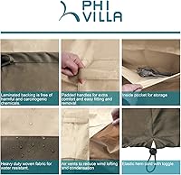 Vista 4 de PHI VILLA Juego de 2 fundas para sillas de patio, fundas para muebles de exterior, impermeables y resistentes, para asientos profundos