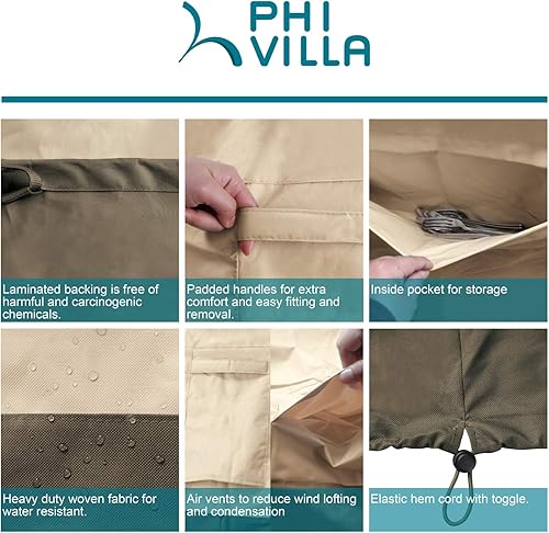 Miniatura 4 de PHI VILLA Fundas para sillas Adirondack de patio, funda para muebles de exterior, impermeable y resistente, funda para silla de descanso para