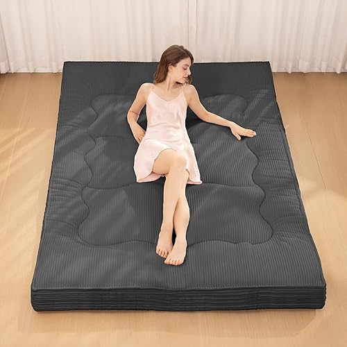 Colchón japonés para suelo, colchón de futón de 4 pulgadas de grosor tamaño individual, almohadilla de suelo plegable de pana, tapete de tatami