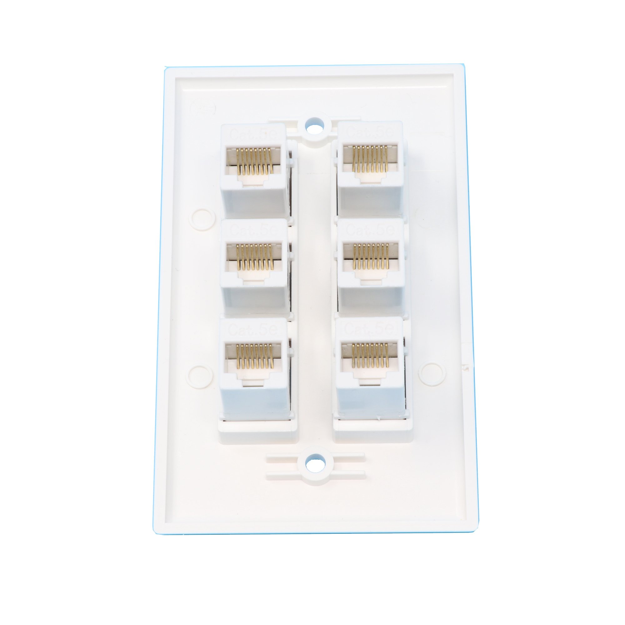 RiteAV Piastra Da Parete 1 Gang 6 Porte Cat5e RJ45 - Bianca, Connessione Senza Utensili