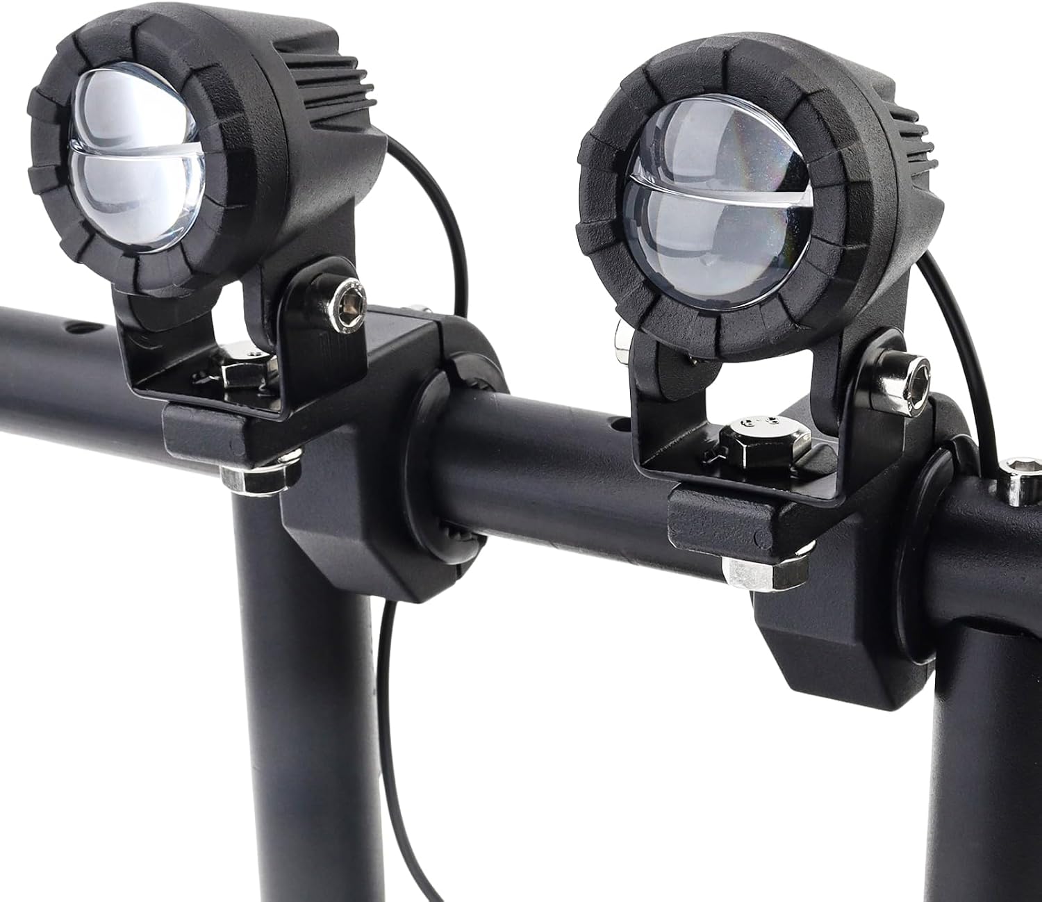 Windance Motorcycle Spotlight Auxiliary Driving Light,30W Fog Light Work Light with Wiring Harness,White Yellow High/Low Beam Strobe for ATV UTV Tractor Scooter (Spotlight+Wiring Harness+Bracket)