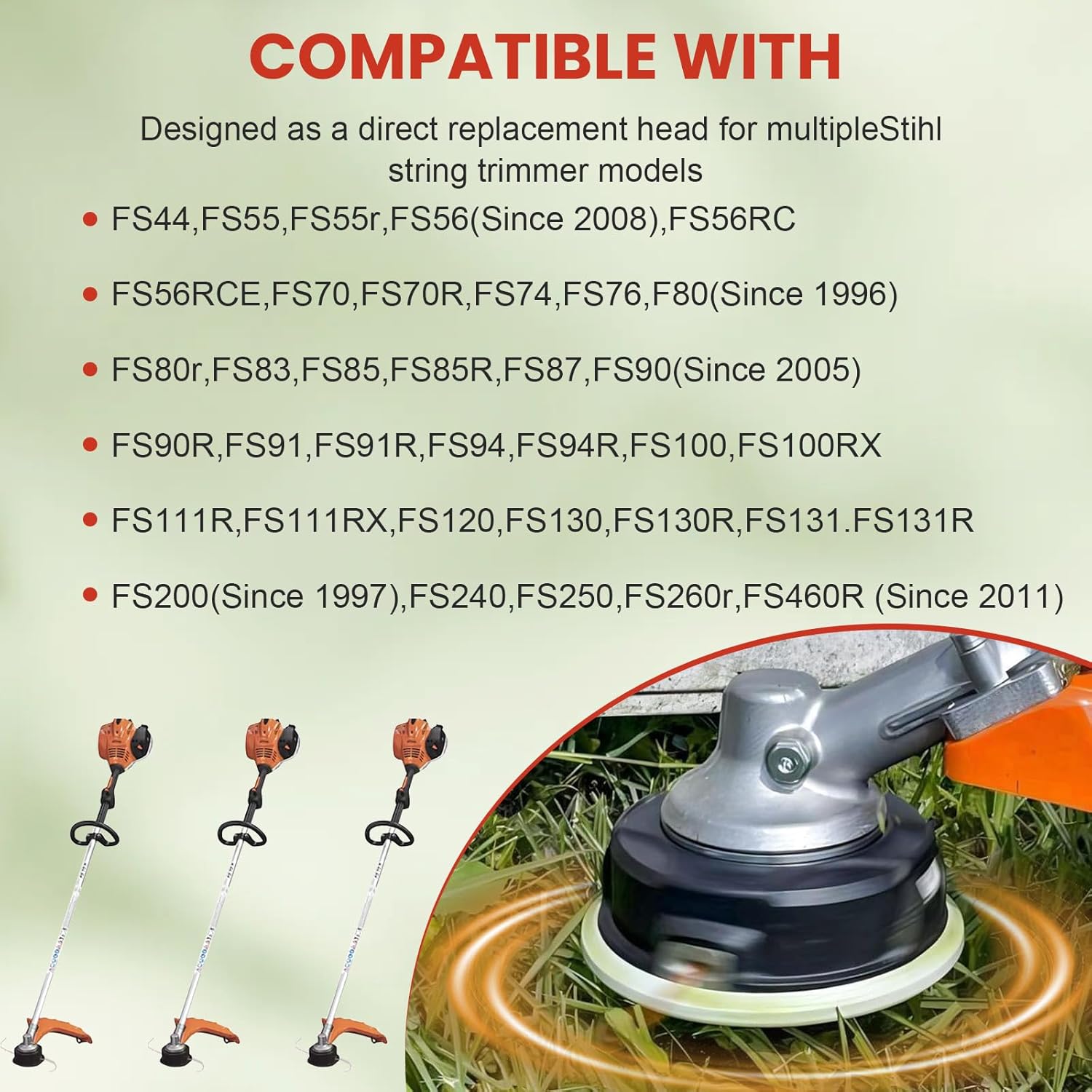 2PACK 25-2 27-2 Weed Eater Trimmer Head for Stihl FS85 FS90 FS90r FS70r FS55 FS55r FS56rc FS91R FS100RX FS110 FS120 FS130 FS131 FS240 String Trimmer Replace Parts, Bump Head (10x1.0 LHF)