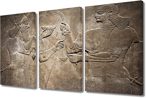 Miniatura 1 de Lienzo decorativo de cultura antigua, pintura de escultura de Babilonia y Asiria, decoración de pared, cuadros de mesopotamia, pinturas sobre