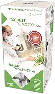 WM aquatec – Wasserfilter Set Home Edition für Wasserhahn mit Aktivkohleblock + Sterilfiltration – reduziert Mikroplastik, Chlor, Pestizide, Schwermetalle & entfernt Krankheitserreger zu 99,9999%