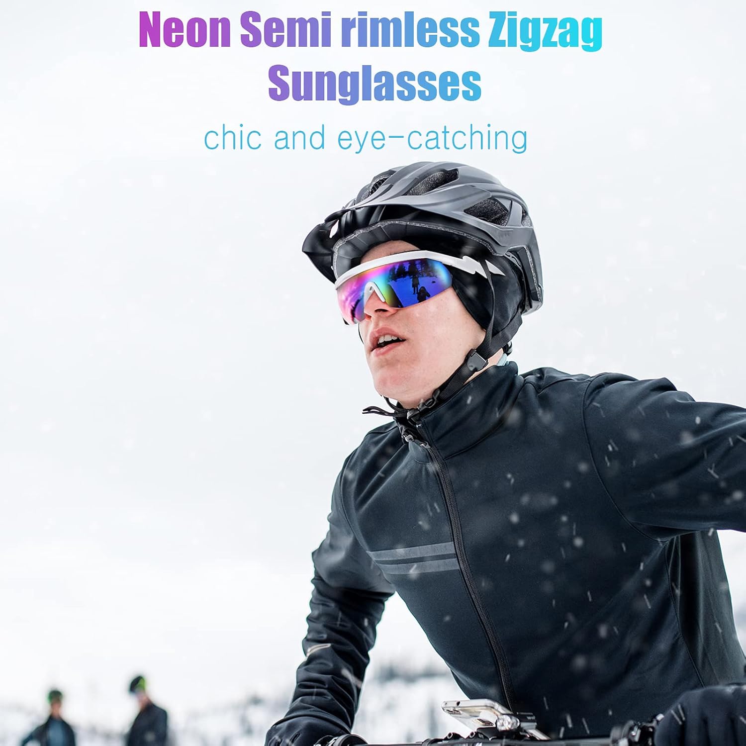 Frienda 3 Pairs Retro Semi Rimless Sunglasses 80s 90s Zigzag Sunglasses Colored Transparent Lens Glasses for Men Women - Image 5