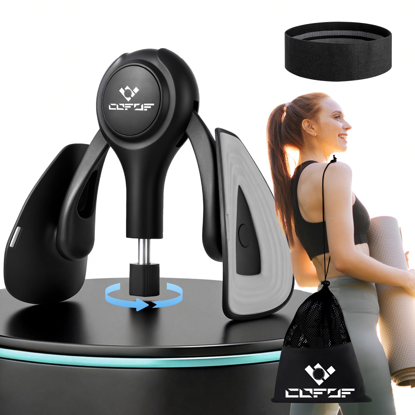 Oberschenkeltrainer, 15-70 lbs Beckenbodentrainer für Frau, Multifunktionaler Gesäßtrainer, Po Trainer mit Resistance Bands, Beinpresse für Zuhause, Beckenboden Trainingsgerät zum Formen, Yoga
